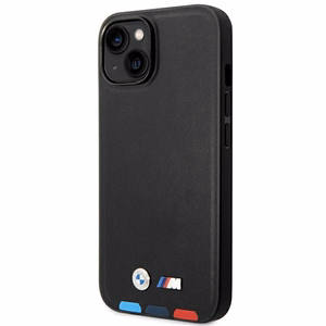 Чехол BMW BMHMP14M22PTDK iPhone 14 Plus 6.7" чёрный/чёрный Leather Stamp Tricolor Magsafe