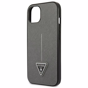 Guess GUHCP13SPSATLG iPhone 13 mini 5,4 "hõbedane / hõbedane hardcase SaffianoTriangle Logo