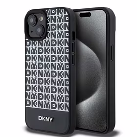 DKNY Leather Printed Pattern Metal Logo MagSafe Ümbris jaoks iPhone 15/14/13 - Must