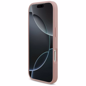 Guess PU Fixed Glitter 4G Metal Logo ümbris Apple iPhone 18 Pro telefonile, roosa