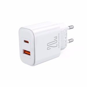 Laadija Joyroom JR-TCF05 valge 20W (1xPD 1xQC3.0) + Type-C / Lightning 100cm kaabel