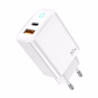 JELLICO seinalaadija EU13 GaN PD 30W 1xUSB-C + 1xUSB QC3.0 + kaabel USB-C - USB-C Valge