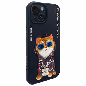 Nimmy Glasses Cool Cat ümbris jaoks iPhone 15 - must