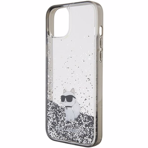 Karl Lagerfeld Liquid Glitter Choupette ümbris jaoks iPhone 15 Plus - läbipaistev