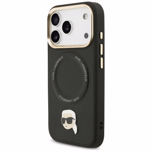 Karl Lagerfeld Big Strap Karl Metal Logo MagSafe Ümbris jaoks iPhone 17 Pro - must