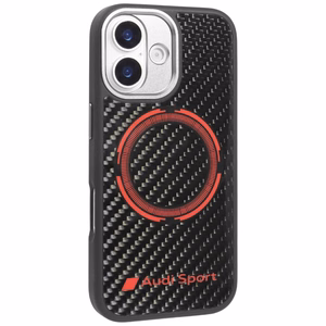 Audi RSQ Carbon Fiber Sport Punane Circle MagSafe Ümbris jaoks iPhone 17 - Must