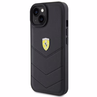 Ferrari Quilted Metal Logo ümbris jaoks iPhone 15 - must