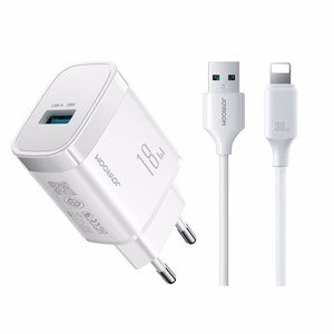 Laadija Joyroom JR-TF4 18W USB-A + USB-A kuni Lightning Kaabel 1.0m valge