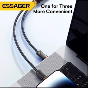 USB Kaabel Essager Triple 3in1 must Type-C / Type-C / Lightning 120cm