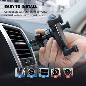 Crong Gravity Auto-Lock raskusjõul töötav auto telefonihoidik 4.7–6.5" telefonidele, must