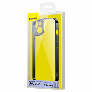 Baseus Glitter läbipaistev ümbris ja karastatud klaas komplekt iPhone 14 Plus'ile (must)