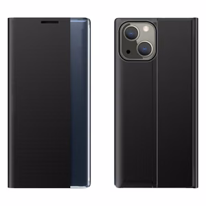 Sleep Case raamaturiiuli tüüpi ümbris nutika aknaga iPhone 13 mini jaoks must