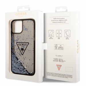 Guess GUHCP14MLFCTPK iPhone 14 Plus 6.7" чёрный/чёрный жёсткий чехол Liquid Glitter Palm Collection