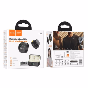 Hoco L22 juhtmevaba mikrofon 2-in-1 Lightning / USB-C, must