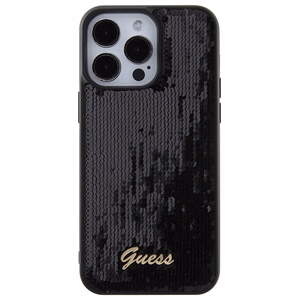 Guess Sequin Script Metal ümbris jaoks iPhone 15 Pro Max - must