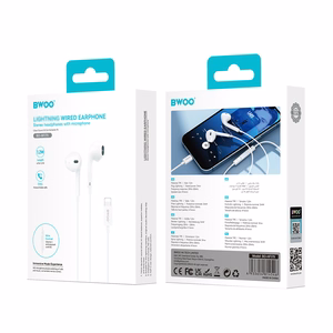 BWOO Wired Headphone Lightning With Volume Control HF179 valge