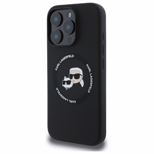 Karl Lagerfeld KLHMP16XSKCHTCK iPhone 16 Pro Max 6.9" чёрный/чёрный жёсткий чехол Silicone Karl&Choupette Heads MagSafe