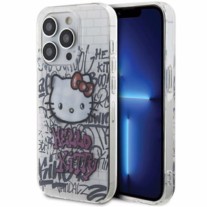 Hello Kitty IML Kitty On Bricks Graffiti ümbris jaoks iPhone 14 Pro Max - valge