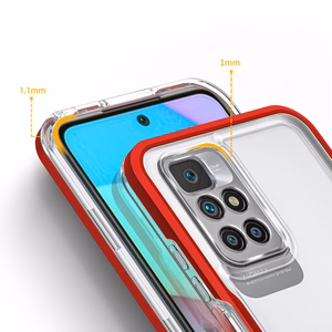 Clear 3in1 Case for Xiaomi Redmi 10 Frame Gel Cover Red