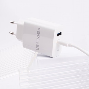 Forever TC-07-30AC PD QC laadija 1x USB-C 1x USB 30W valge