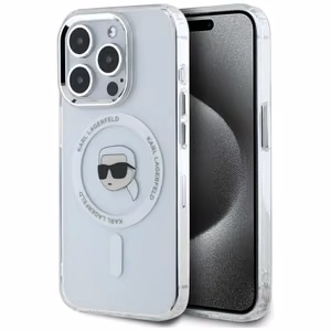 Чехол Karl Lagerfeld IML Metal Karl Head MagSafe для iPhone 15 Pro Max белый
