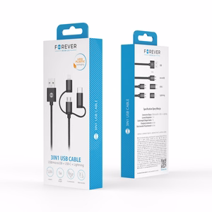 Forever 3in1 kaabel USB - Lightning + USB-C + microUSB 1,0 m 1,5A must