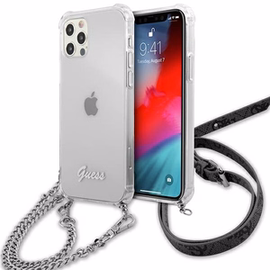 Guess GUHCP12LKC4GSSI iPhone 12 Pro Max 6.7" läbipaistev kõvakott 4G hõbedane kett