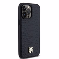 DKNY Leather Monogram Pattern Metal Logo MagSafe Ümbris jaoks iPhone 14 Pro Max - Must