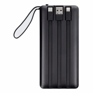Akupank Veger W1116 must 10000mAh (PD / QC3.0) + integreeritud 3in1 kaabel
