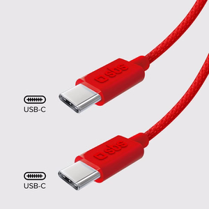 SBS TECABLETISSUETCCR USB-C - USB-C 1.5m 60W Braided Kaabel - punane