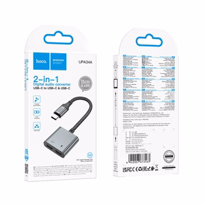 Adapter AUX USB C to 2x USB C max 10W Hoco UPA34A UPA34A gray