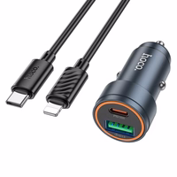Car Laadija Hoco USB A + USB C QC3.0 PD 30W + Kaabel USB C to Lightning Z57A must