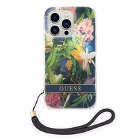Guess GUOHCP14XHFLSB iPhone 14 Pro Max 6.7 "sinine / sinine hardcase Flower Strap