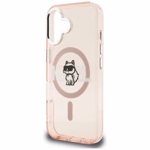Karl Lagerfeld IML Choupette Sketch Logo MagSafe iPhone 16 Case - Pink