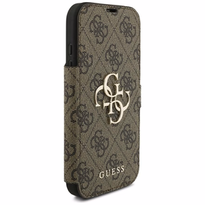 Guess Book 4G Metal Logo klappümbris iPhone 18 Pro / 17 Pro jaoks, pruun