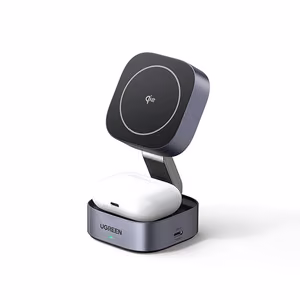 Ugreen W702 3in1 induktsioonlaadija MagSafe / Qi2 ja USB-C telefonile / kõrvaklappidele must
