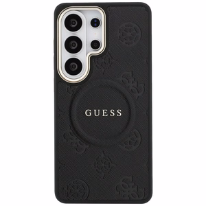 Guess Saffiano Peony Embossed Ring MagSafe ümbris Samsung Galaxy S26 Ultra must