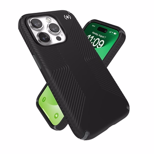 Speck Presidio2 Grip MagSafe ümbris seadmele iPhone 15 Pro, must kiltkivihallide detailidega