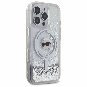 Karl Lagerfeld Liquid Glitter Karl Head Magsafe Ümbris jaoks iPhone 16 Pro - Clear