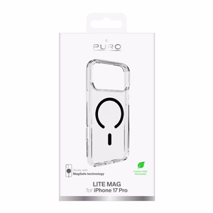 Puro Lite Mag TPU+PC Ümbris Compatible with MagSafe jaoks iPhone 17 Pro - Läbipaistev with Must Ring