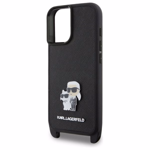 Karl Lagerfeld Saffiano Karl&Choupette Metal Pin CBDY Strap iPhone 16 Ümbris - must