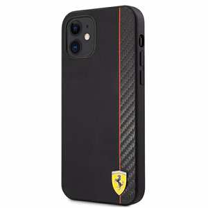 Ferrari FESAXHCP12SBK iPhone 12 mini 5.4" жёсткий чехол чёрный/чёрный On Track Carbon Stripe