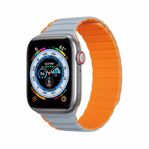 Магнитный ремешок для Apple Watch SE, 9, 8, 7, 6, 5, 4, 3, 2, 1 (41, 40, 38 mm) Dux Ducis (LD Version) - серо-оранжевый