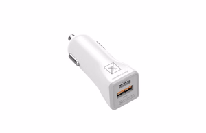 Autolaadija MX KAPPA 18W PD+QC, USB-A+C + C/C kaabel 20W PD, valge