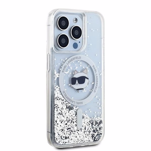 Чехол Karl Lagerfeld Liquid Glitter Choupette Head MagSafe для iPhone 13 Pro / 13 - прозрачный