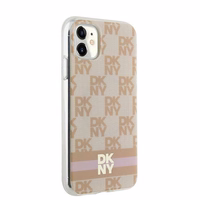 DKNY IML Checkered Mono Pattern & Printed Stripes MagSafe ümbris jaoks iPhone 11 / Xr - roosa
