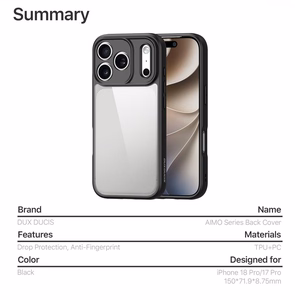 DUX DUCIS AIMO kaitseümbris seadmele iPhone 18 Pro / 17 Pro, värv: must
