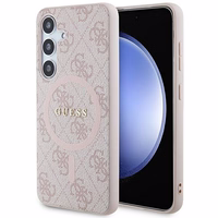 Guess 4G Collection Leather Metal Logo MagSafe Ümbris jaoks Samsung Galaxy S24 - roosa