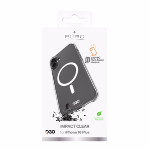 Puro Impact Clear D3O MagSafe Silicone Ümbris jaoks iPhone 16 Plus - Läbipaistev