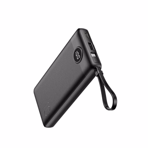 Akupank Veger W1116 must 10000mAh (PD / QC3.0) + integreeritud 3in1 kaabel